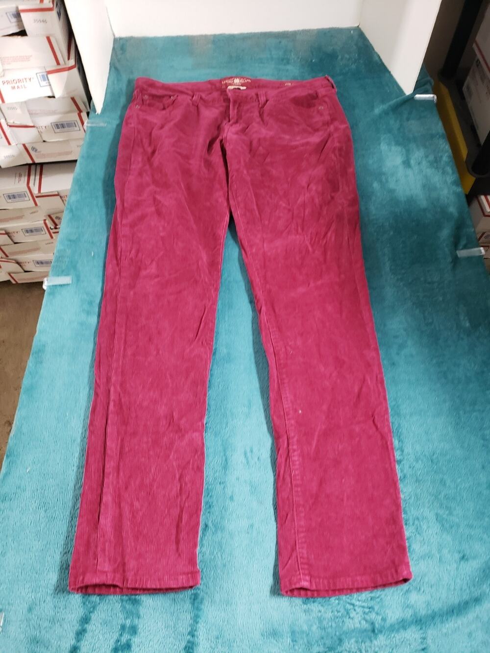 Lucky Brand Jeans Size 12 Womens Red Stretch Pants Corduroy Mid Rise Zoe Skinny